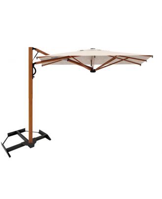 Astro Timber Gas-spring retractable parasol 3M with light LED kit, Aluminium frame with wooden effect, Cloth Color Beige