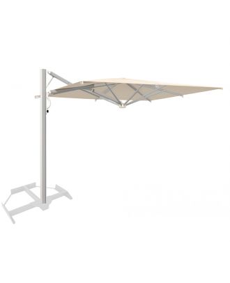 Astro Timber Gas-spring retractable parasol 3M with light LED kit, Aluminium frame in white, Cloth Color Beige