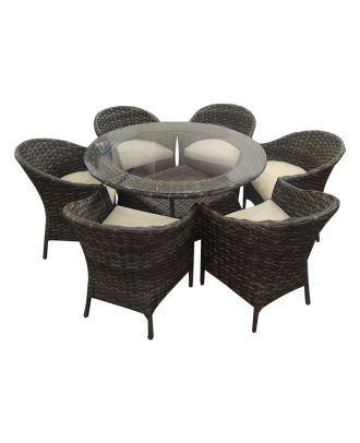 Outdoor Marilyn Dining Set 6 Chairs Dark Gray