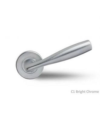 Shark Door Handles With Round Rosettes, Bright Chrome