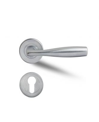 Shark - Door Handle With Round Rosettes, Satin Chrome