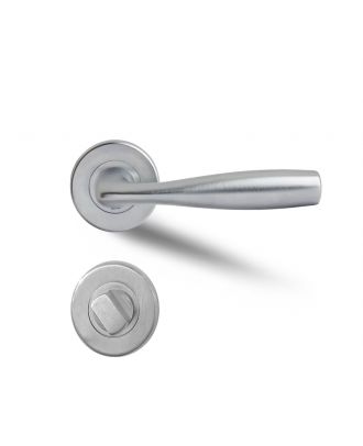 Shark - Bathroom Door Handle With Round Rosettes, Satin Chrome