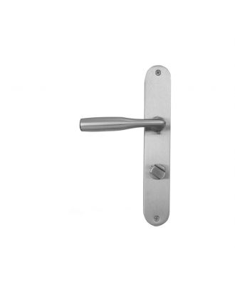 Shark Door Handles With Long Plate Wc, Satin Chrome