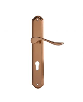 Onda - Door Handles With Large Plain Classic Plate, Rose Gold