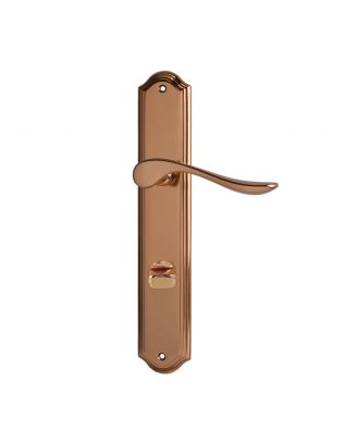 Onda - Bathroom Door Handle With Large Plain Classic Plate, Rose Gold