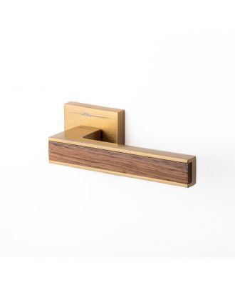 Door Handles With Square Rosette-Satin Gold