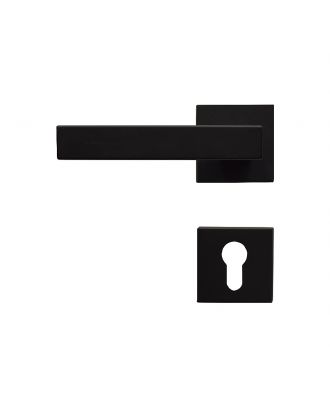 York - Door Handles With Square Rosettes, Black