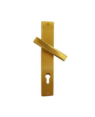 York - Flat Door Handle With Square Modern Plate, Gold