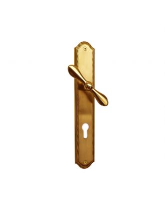 Fiocca - Flat Door Handle With Large Dimple Classic Plate, Gold