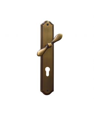Fiocca - Flat Door Handle With Large Plaine Classic Plate, Antique Bronze