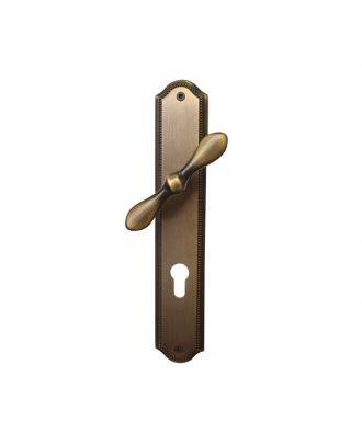 Fiocca Flat Door Handles With Large Dimple Classic Plate, Antique Bronze