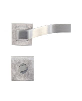 Qurva - Bathroom Door Handle With Square Rosettes, Satin Chrome