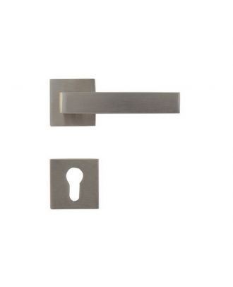 Shelby - Door Handles With Square Rosettes, Satin Nickle