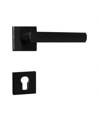 Alice - Door Handle With Square Rosettes, Black