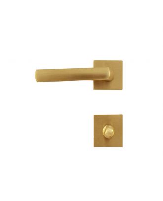 Alice - Bathroom Door Handle With Square Rosettes, Gold Mat