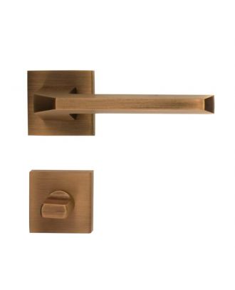 Flusso Handle With Square Rosette For Bathroom - Antique Bronze