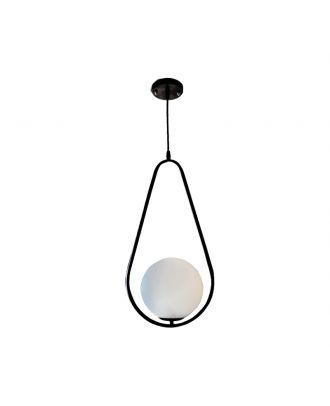 Oval Pendant Lamp, Black, With Lamp
