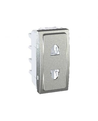 Socket-Outlet 1 S.O. - 2P, Shutters, Eu/Us - 1 M - Aluminium