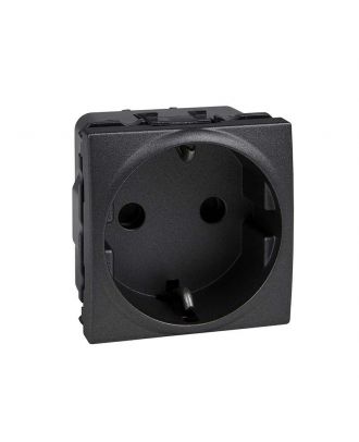 Socket-Outlet 1 S.O. - 2P+E, Shutters, De - 2M - Graphite