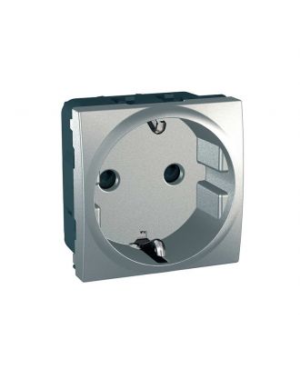 Socket-Outlet 1 S.O. - 2P+E, Shutters, De - 2M - Aluminium