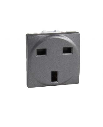 Socket-Outlet 1 S.O. - 2P+E, Shutters, Uk - 2 M - Graphite