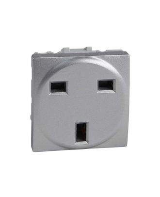 Socket-Outlet 1 S.O. - 2P+E, Shutters, Uk - 2 M - Aluminium