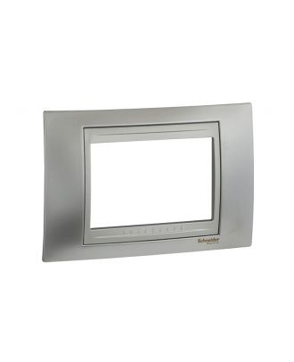 Unica Top - Cover Frame - 3 Modules - Glossychrome/Aluminium