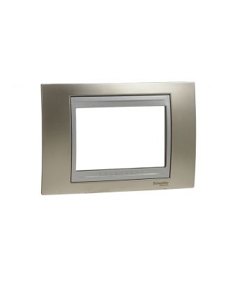 Unica Top - Cover Frame - 3 Modules - Matt Nickel/Aluminium