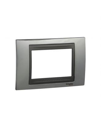 Unica Top - Cover Frame - 3 Modules - Bright Chrome/Graphite