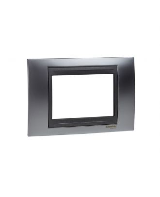 Unica Top - Cover Frame - 3 Modules - Glossy Chrome/Graphite