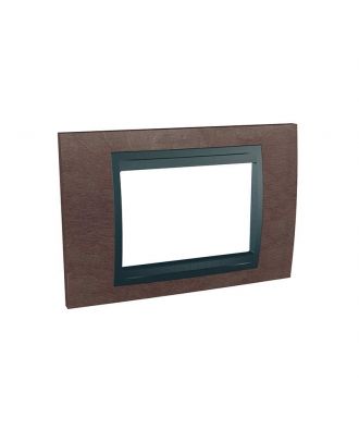 Unica Top - Cover Frame - 3 Modules - Tobacco/Graphite