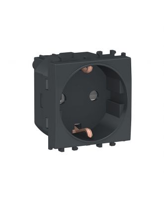 Easy Styl - 2 Modules Side Earth Socket Outlet -Black