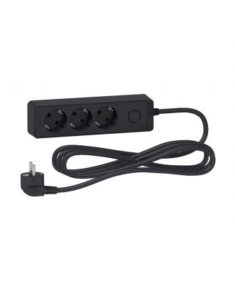 Unica Extend - Schuko Trailing Lead -3 Gangs -Anthracite