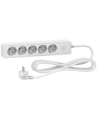 Unica Extend - Schuko Trailing Lead - 5 Gangs - White