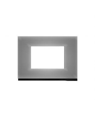 Cover Frame, New Unica, 3 Modules, Frosted Glass Black