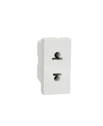 Euroamerican Socket Outlet, New Unica, 2P, Eu Us, 1 Module, White