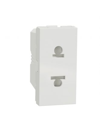 Euroamerican Socket Outlet, New Unica, 2P, Eu Us, 1 Module, Shuttered, White