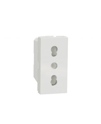 Italian Socket Outlet, New Unica, 16 A, 2P+E, White