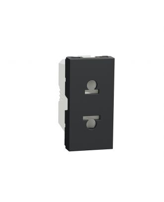 Euroamerican Socket Outlet, New Unica, 2P, Eu Us, 1 Module, Shuttered, Anthracite