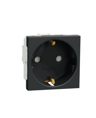 New Unica - 1 German Socket-Outlet - 2P+E + Shutters - 16A 250V - Ip21D - Anth