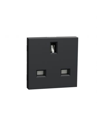 British Socket Outlet, New Unica, Unswitched, 2P+E, 15 A, Anthracite