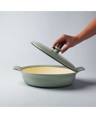 Sauté Pan With Lid Cast Iron Green 28 Cm - Ron