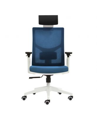 Swivel Chair Office With 3D Armrest Tiltable Chair White X Blue