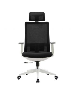 Swivel Office Chair With Fixed Armrest Tiltable Chair White X Black