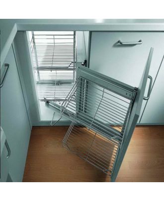 Magic Corner Set For 90/100 Cm Cabinet Widths, Swing Out Right, Metal Basket Chrome