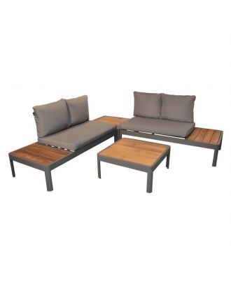 Unava Arco Corner Sofa, Grey X Oroco Wood